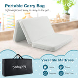 BABY JOY Folding Baby Cot Mattresses, 97 x 68 x 5cm Dual-Sided Foam Crib Mattresses w/Carrying Bag & Removable Zippered Cover