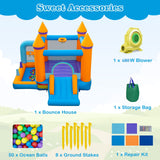 HONEY JOY Kids Inflatable Bounce House, Jumping Castle Bouncer for Children w/Ocean Ball Pool (with 680W Blower)