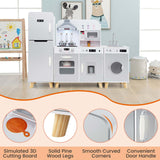 3-in-1 Kids Kitchen Playset Corner Pretend Play Kitchen w/Fridge Washing Machine