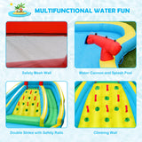 HONEY JOY Inflatable Water Slide, 452 x 365 x 233CM Giant Water Park for Kids w/Double Long Slides, Climbing Wall