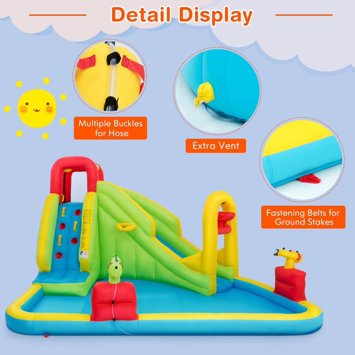 HONEY JOY Inflatable Water Slide, 7-in-1 Giant Water Slide Bouncer Park