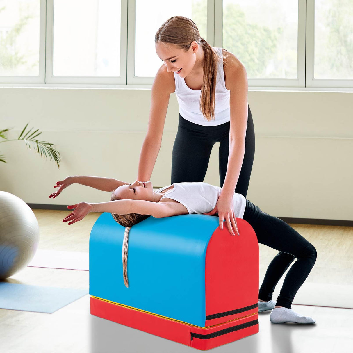 Mailbox Tumbling Aid Trainer, Gymnastics Vaulting Box w/ Detachable Mat