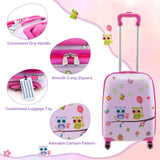 BABY JOY 5 Pieces Kids Luggage Set, Carry-on Children Rolling Suitcase Set w/Backpack, Neck Pillow, Name Tag, Lunch Bag