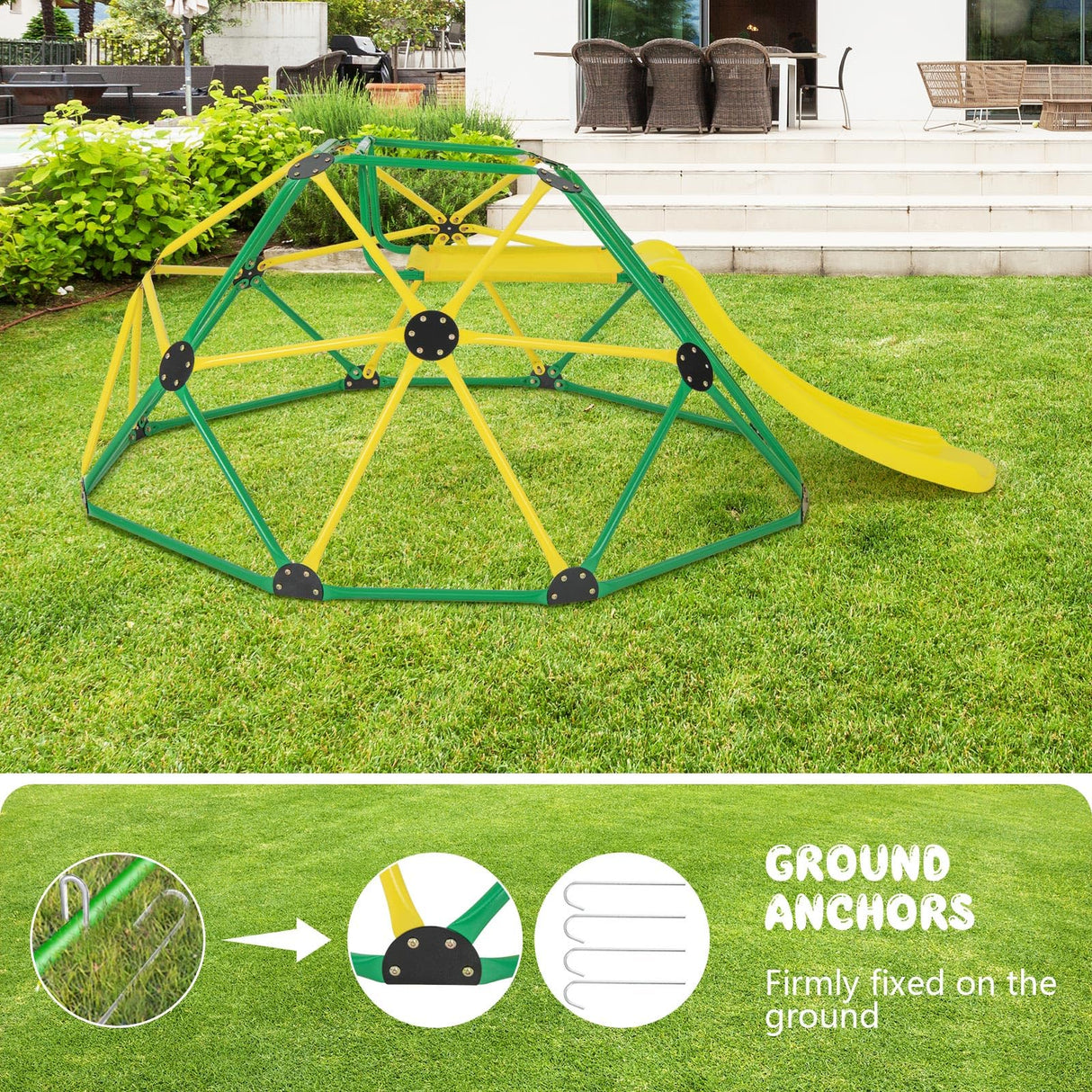 HONEY JOY Climbing Dome & Play Set, 8FT Geometric Dome Climber