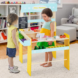 HONEY JOY Wooden Grocery Store for Kids, Pretend Supermarket Stand