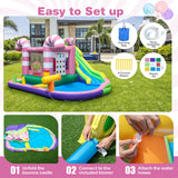 HONEY JOY Inflatable Water Slide, Wet Dry Inflatable Water Park Jumping Castle w/Long Slide (Without Blower)