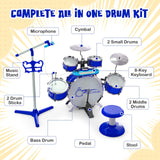 HONEY JOY Kids Drum Keyboard Set with Stool