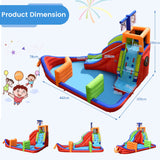 HONEY JOY Inflatable Waterslide, 6-in-1 Pirate Ship Bounce House w/Long Slide, Climbing Wall, Splash Pool