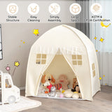 HONEY JOY Kids Play Tent with Non-Slip Mat, Large Cotton Canvas Playhouse w/ 4 Windows, Straps, Zipper, Carry Bag