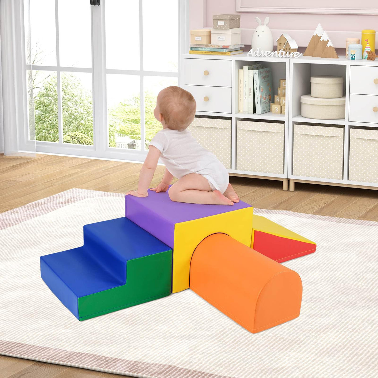 BABY JOY Kids Climb and Crawl Foam Block Play Set, 4-Piece Toddler Soft Building Blocks