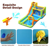 HONEY JOY 8 in 1 Inflatable Water Slide, Water Park w/Double Slides, Basketball Hoop, Water Gun (with 680W Blower)