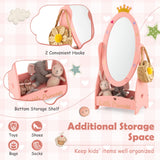 HONEY JOY Kids Full Length Mirror, Princess Floor Free Standing Mirror w/Storage Shelf