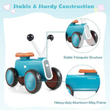 HONEY JOY Baby Balance Bike Aluminum Alloy Toddler Balance Bike with 4 Enclosed EVA Wheels