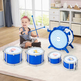 HONEY JOY Kids Drum Set Jazz Drum Kit with Bass Drum, 2 Middle Drums, 2 Snare Drums