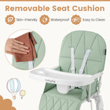 BABY JOY Foldable High Chair, Easy Clean Compact Highchair with Removable Adjustable Tray and PU Seat Cushion