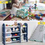 BABY JOY 2 in 1 Kids Toy Storage Organiser with Bookshelf and Toy Collection Shelves