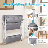 BABY JOY Portable Baby Changing Table w/ Wheels, Foldable Waterproof Diaper Changing Station w/ Adjustable Height