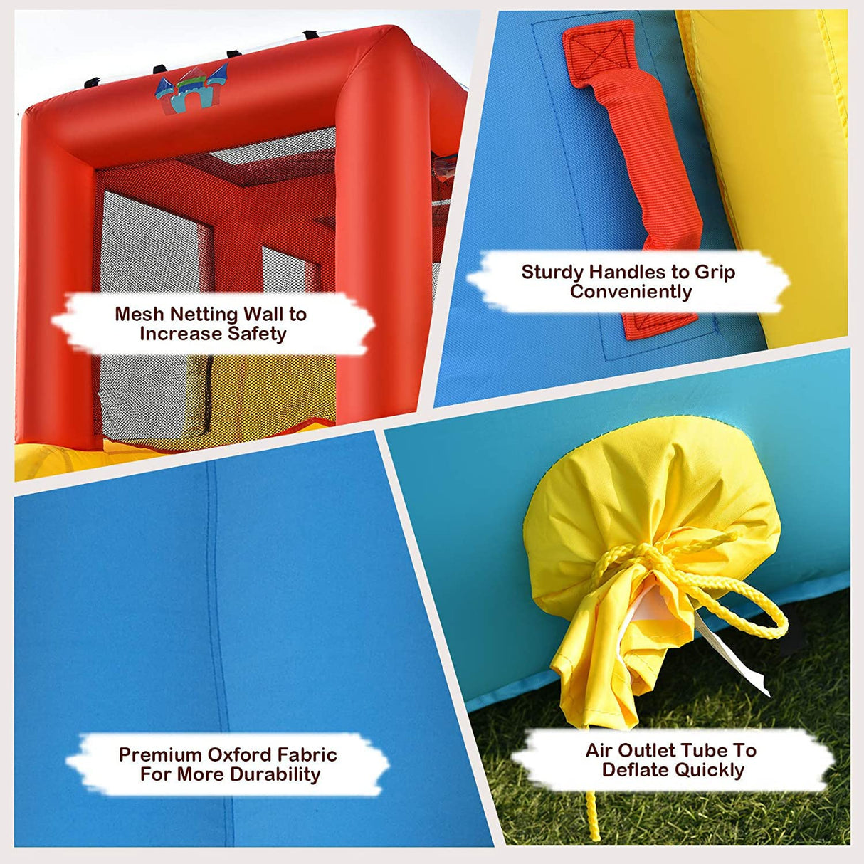 HONEY JOY Inflatable Water Slide, 7-in-1 Double Long Slide Inflatable Water Park w/Climbing Wall (with 750W Blower)