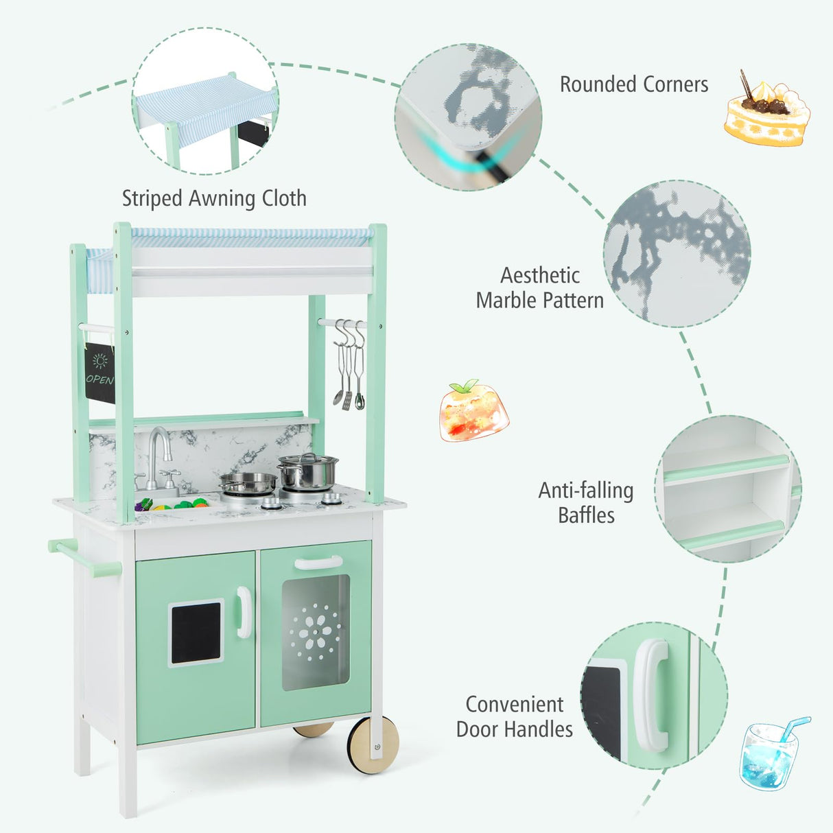 HONEY JOY Double-Sided Pretend Play Kitchen