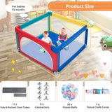 BABY JOY Baby Playpen, 122.5 x 122 x 68 cm Play Yard Safety Gate with 50 Ocean Balls