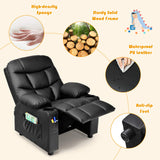 HONEY JOY Kids Recliner Chair with Cup Holder, Adjustable Leather Lounge Armchair w/Footrest Cup