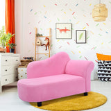 HONEY JOY Kids Sofa, Princess Chaise Lounge Armchair w/Coral Fleece & Wood Frame, Upholstered Long Lounger