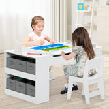 HONEY JOY Kids Art Easel Table & 2 Chairs Set Activity Writing Desk w/Paper Roll