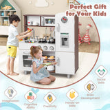 HONEY JOY Kids Kitchen Playset, Pretend Play Kitchen Toy w/Realistic Sounds & Lights