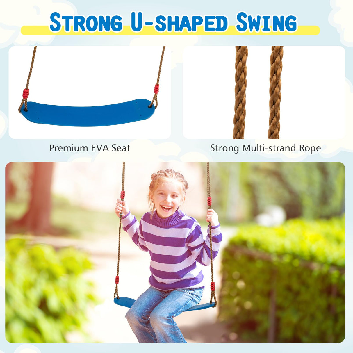 HONEY JOY 300 KG Indoor & Outdoor Swing Set, Heavy Duty Carbon Steel Swing Frame