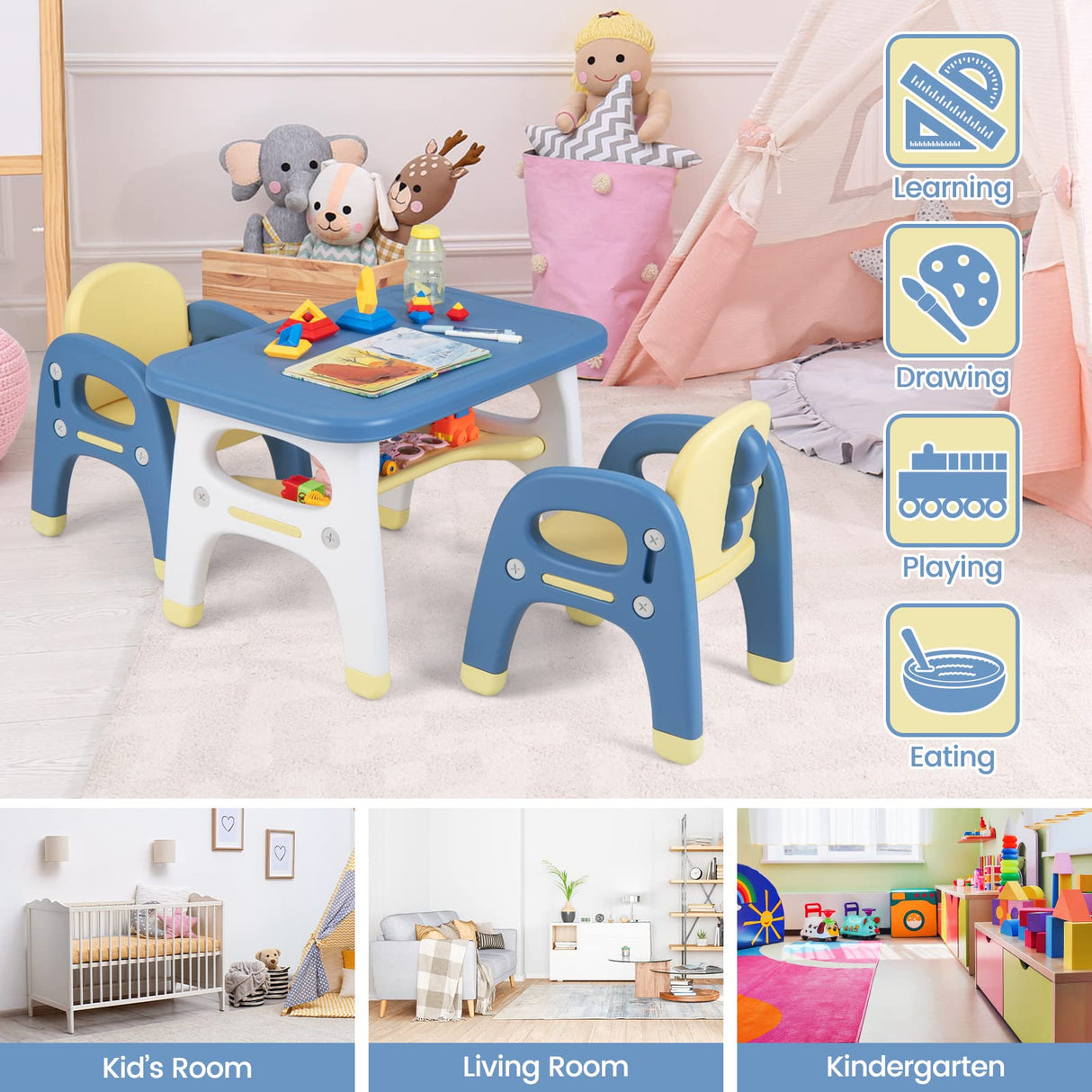 HONEY JOY Kids Table and Chairs Set