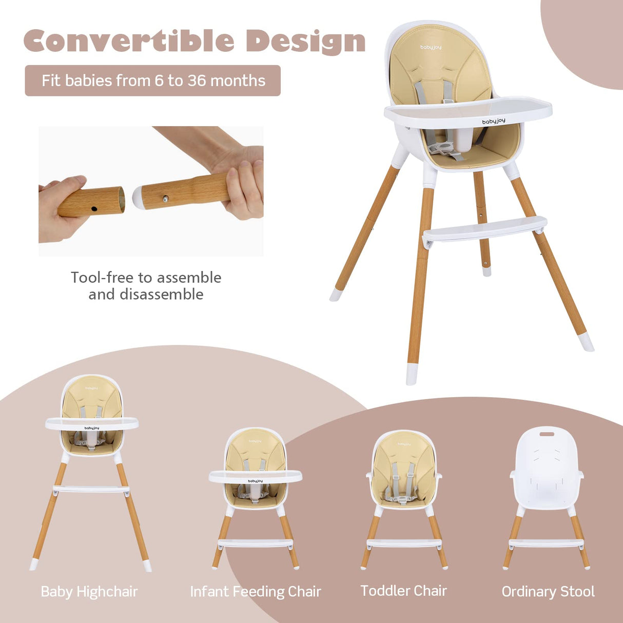 BABY JOY Convertible Baby Highchair