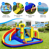 HONEY JOY Inflatable Water Slide, 7-in-1 Outdoor Kids Water Bounce House Jumping Castle w/Combo Water Slide, Splash Pool