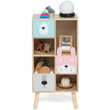 HONEY JOY Kids Bookshelf, Toy Box Storage Chest w/4 Compartments, 3 Sliding Drawers & Anti-toppling Design