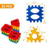 32 Pieces Big Waffle Block Set for Kids Educational Stacking Building Set Gift