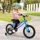 16” LED Lighted Kids Bike, Carbon Steel Children Bicycle with Adjustable Seat, Coaster Brake, Training Wheels, Headlight & Bike Bell, 95% Pre-Assembled