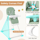 BABY JOY Foldable High Chair, Easy Clean Compact Highchair with Removable Adjustable Tray and PU Seat Cushion