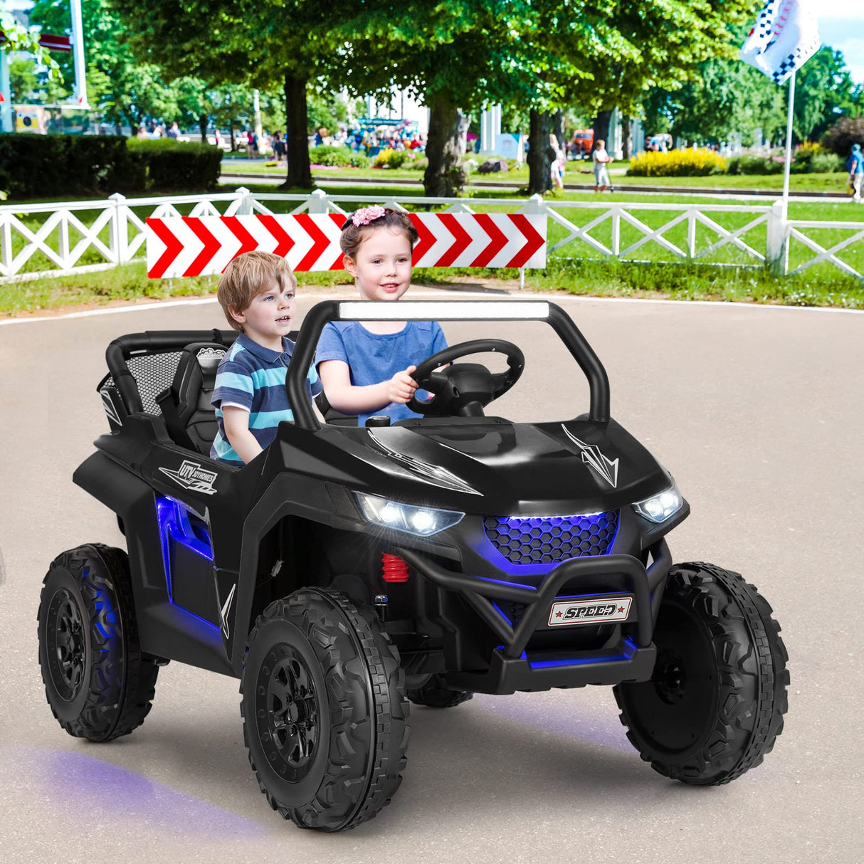 HONEY JOY 2-Seater Ride on Car, 12V Electric UTV w/Remote Control, Spring Suspension, High/Low Speed