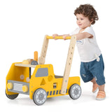 2-in-1 Wooden Baby Walker Toddler Montessori Push and Pull Walker w/Tool Kit Toy