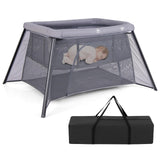 BABY JOY Foldable Portacot, 2-in-1 Baby Travel Cot with Safety Enclosure & Padded Mattress