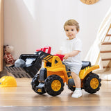 HONEY JOY Kids Ride on Excavator, Construction Digger Pulling Cart with Helmet, 3 Toy Stones