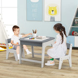 HONEY JOY Kid Table & 2 Chairs Set Activity Desk Whiteboard Blackboard w/Storage