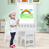 HONEY JOY Kids Art Easel Table & 2 Chairs Set Activity Writing Desk w/Paper Roll