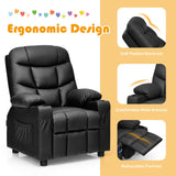 HONEY JOY Kids Recliner Chair with Cup Holder, Adjustable Leather Lounge Armchair w/Footrest Cup