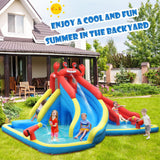 HONEY JOY Inflatable Water Slide, 7 in 1 Giant Water Park Double Long Slide w/Splash Pool, Tunnel Adventure (with 750W Blower)