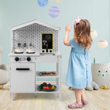 HONEY JOY Kids Kitchen Playset, Wooden Pretend Play Kitchen Set