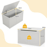 HONEY JOY Large Toy Storage Box, Wooden Storage Chest Organiser w/Safety Hinged Lid