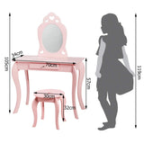 HONEY JOY Kids Vanity Set with Mirror, 2 in 1 Wooden Princess Makeup Vanity Dressing Table with Detachable Top