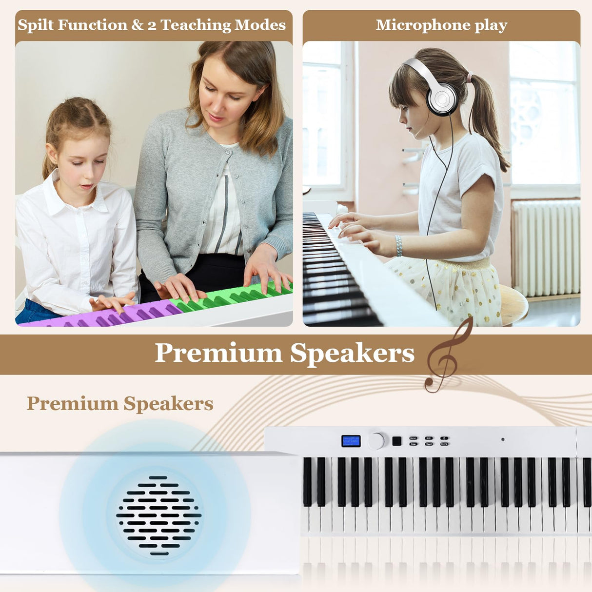 HONEY JOY 88-Key Foldable Electronic Keyboard, Full-size Semi Weighted Digital Piano for Beginners