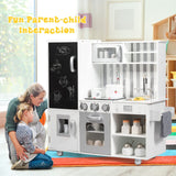 HONEY JOY Kids Kitchen Play Set, Realistic Pretend Playset w/Simulated Sound, Blackboard