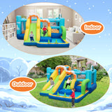 HONEY JOY Kids Inflatable Water Slide, 7-in-1 Outdoor Kids Jumping Castle w/Long Slide, Large Ball Pit, Double Climbing Walls